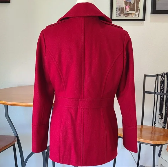 NWT'S- MICHAEL- MICHAEL KORS -Beautiful Womens Red Wool Blend Peacoat-Size Small - Picture 6 of 9